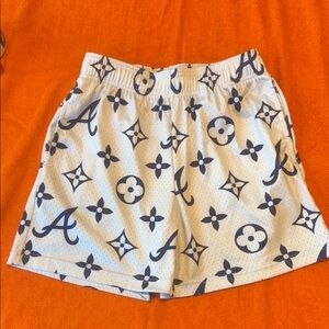 Bravest Studios White and Navy Patterned Shorts